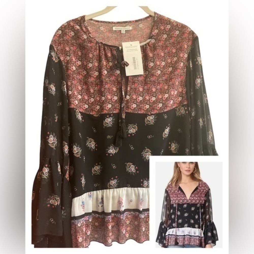 NWT Rebecca Minkoff Paisley Romantic Boho Flutter Sleeve Top Size Small - Picture 1 of 12